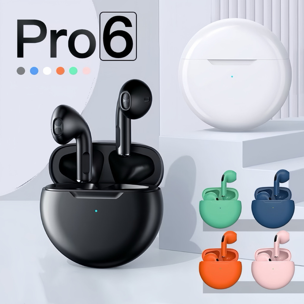 Tai nghe không dây Pro 6 TWS Bluetooth 5.0 chống nước, có mic, tương thích cho Xiaomi, iPhone, tai n