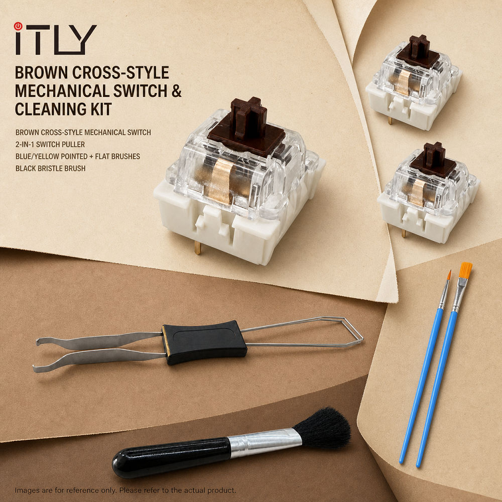 iTLY Công tắc xúc giác 3 chân màu nâu bôi sẵn, 30/50/72/108 chiếc kèm dụng cụ tháo switch 2 trong 1,