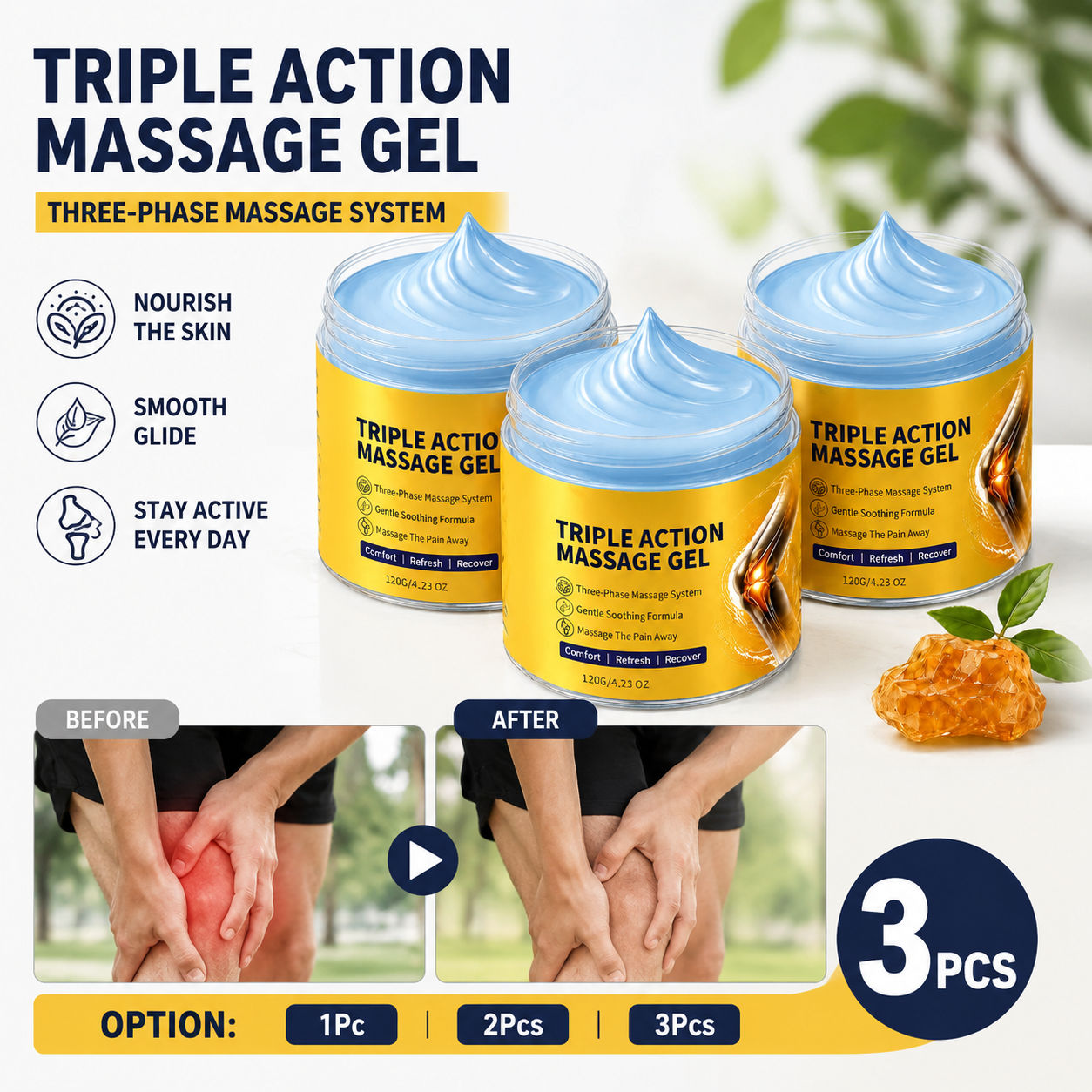 Gel Mát-xa Triple Care 120g | Công thức làm dịu Arnica & Boswellia, Giảm căng thẳng với MSM, Dạng ge