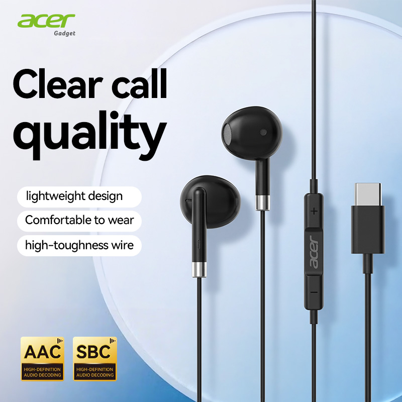 Tai nghe Acer OHW356 Tai nghe có dây Type-C Dây có Mic Tai nghe 20Hz-20KHz Âm thanh toàn tần số 3-5m