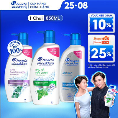 Dầu Gội Sạch Gàu HEAD & SHOULDERS Bạc Hà/ Giảm Ngứa Da Đầu/ Hương Chanh/ Sạch Sâu/ Làm Sạch Vi Khuẩn Chai 850ML