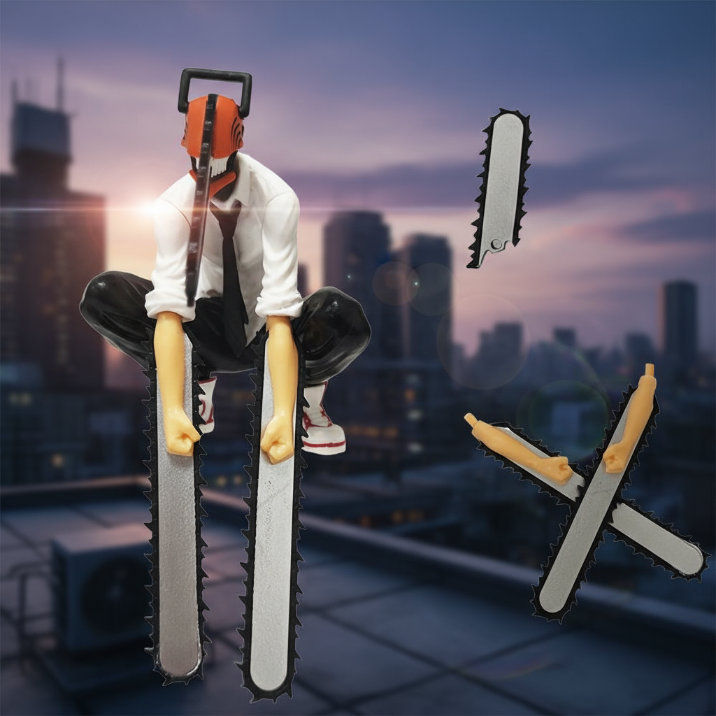 14.5cm Mô hình ngồi Denji trong Chainsaw Man với Pochita máu quỷ trang trí bàn anime sưu tập đồ chơi