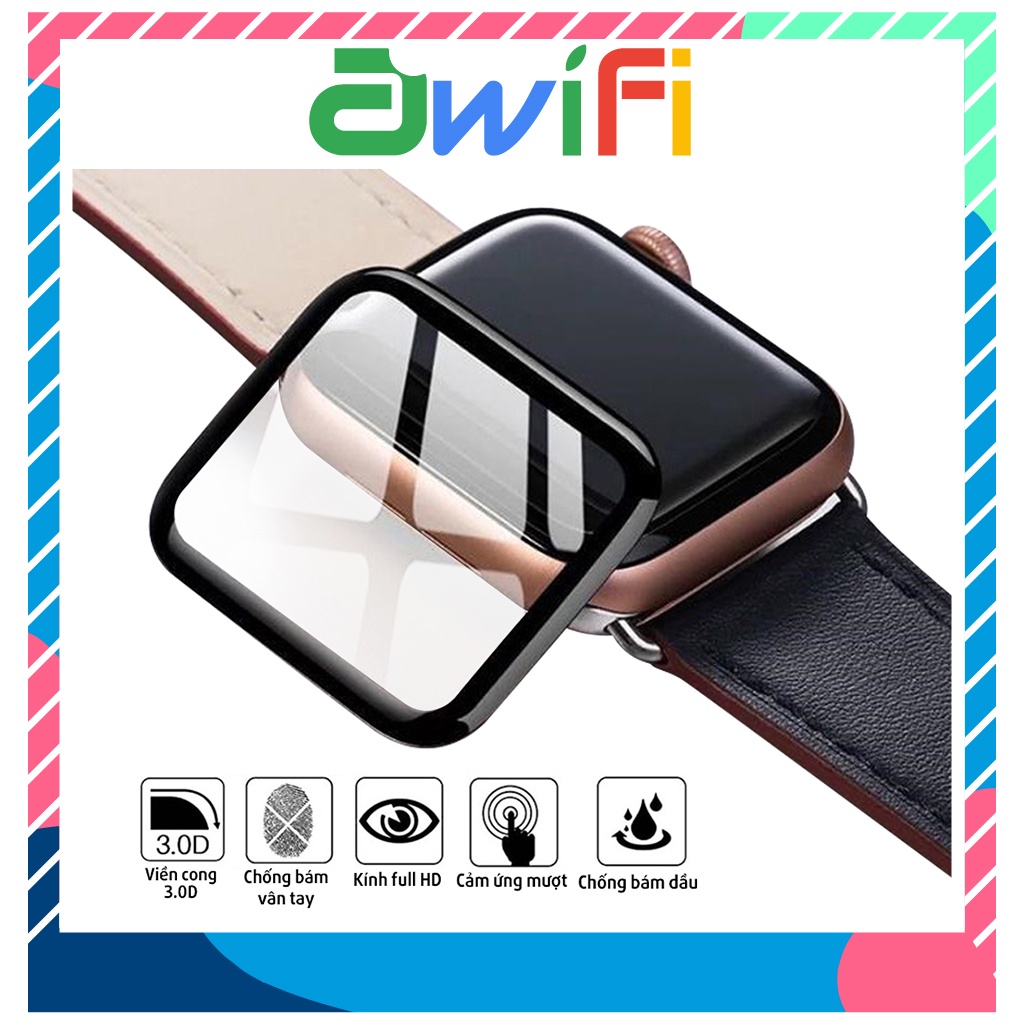 Awifi U2-13 Kính Cường Lực Apple Watch Full 3D Màn Hình Cong Cho Series 1 2 3 4 5 6 7 Se Size 38 40 
