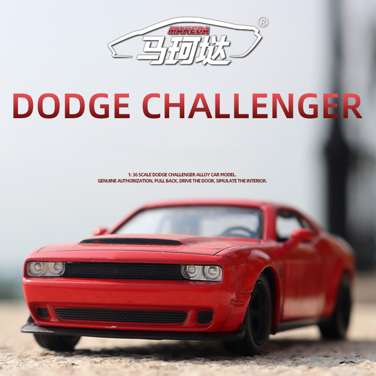 MAKEDA Dodge Challenger 1 / 36 Diecast Mô Hình Xe Kéo Lại Hợp Kim Cơ Xe Có Thể Mở Cửa Mô Phỏng Xe Qu