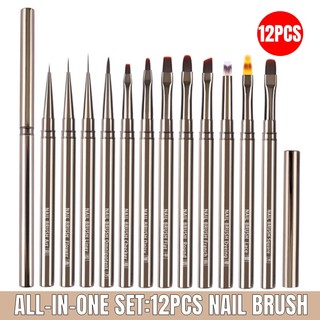 Bộ 12 cọ trang trí móng tay đa năng Meinaiqi, vẽ nét, sơn gel, ombre, quét渐变.