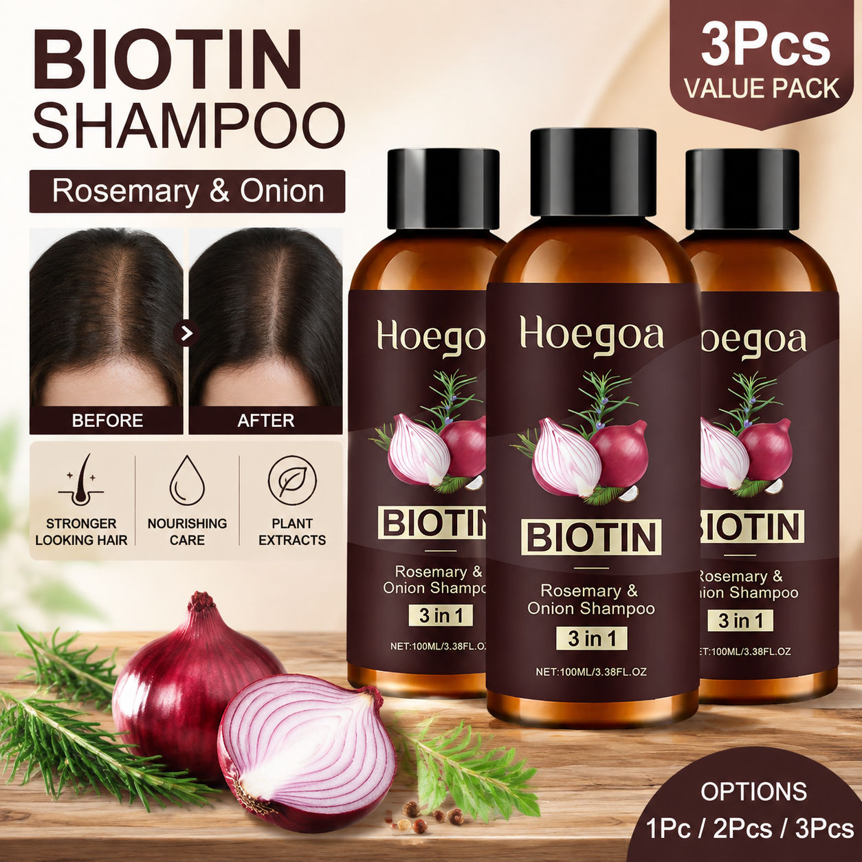 Dầu Gội Ba Trong Một Advanced Onion Shampoo 100ml Dưỡng Ẩm Sâu, Tăng Phồng Tóc, Tăng Cường Sức Mạnh,