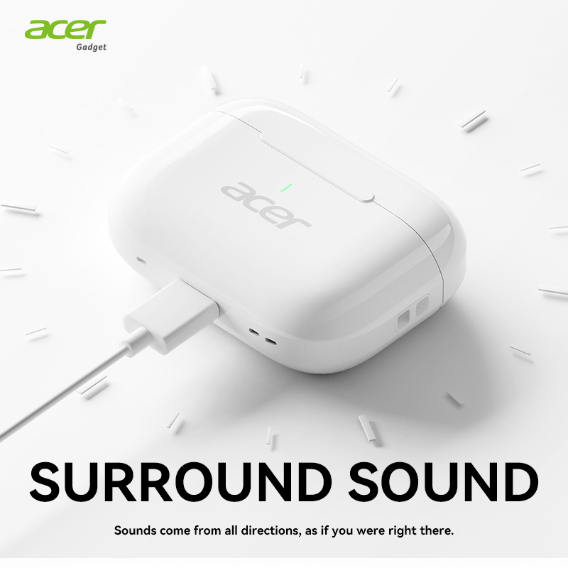 Tai nghe Acer OHR803 Earpod Tai nghe Tai nghe không dây Bluetooth Type-C có Mic khử tiếng ồn Tai ngh