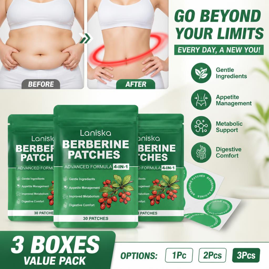 Miếng dán Berberine Comfort Cơ Thể, công thức dịu nhẹ Berberine Glutamine, bền màu, 30 miếng