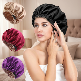  Mũ ngủ lụa satin cho nữ - Khăn trùm đầu có thể điều chỉnh cho tóc xoăn tự nhiên, làm đẹp và chăm sóc tóc.