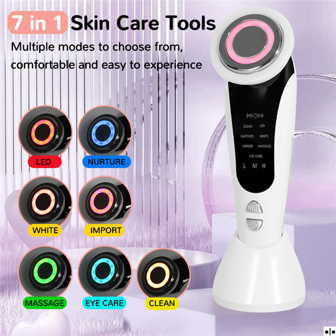 Máy mát xa mặt 7 trong 1 Máy làm đẹp trị liệu bằng đèn LED nén nóng 7 trong 1