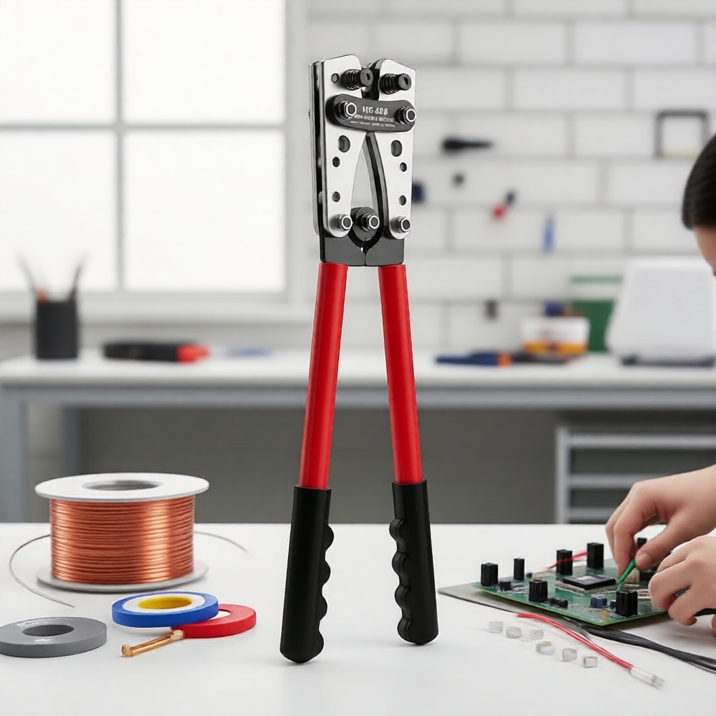Bộ dụng cụ ép cos dây điện pin K gồm kìm ép cos, kìm cắt dây 60 đầu cos và ống co nhiệt cho dây điện