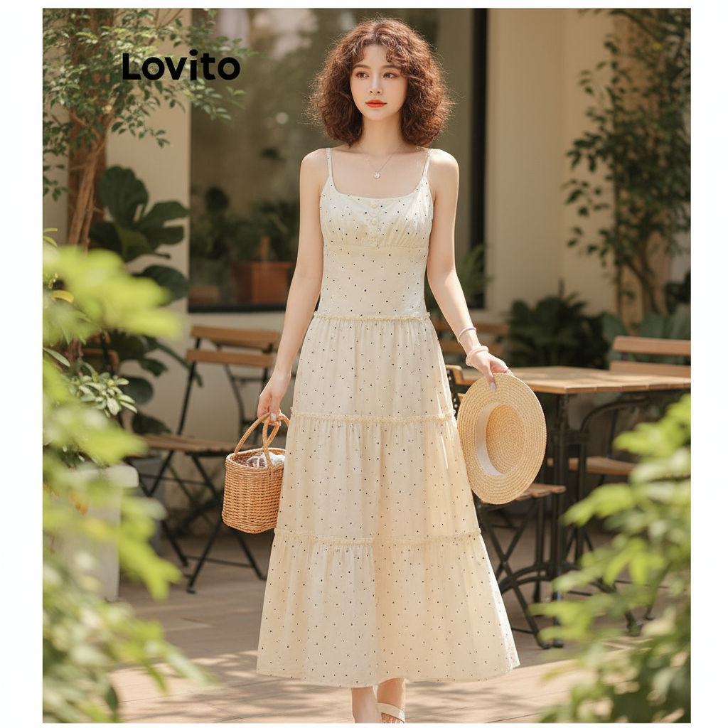 Lovito Váy nữ dáng suông hoa văn đơn giản LNA75411