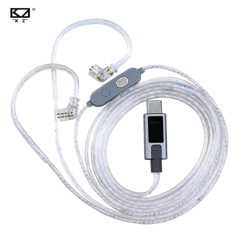 Cáp IEM mạ bạc KZ M2 Type-C có công tắc điều chỉnh Mic & EQ kép cho Castor / ZS10 PRO X / ZSN PRO 2