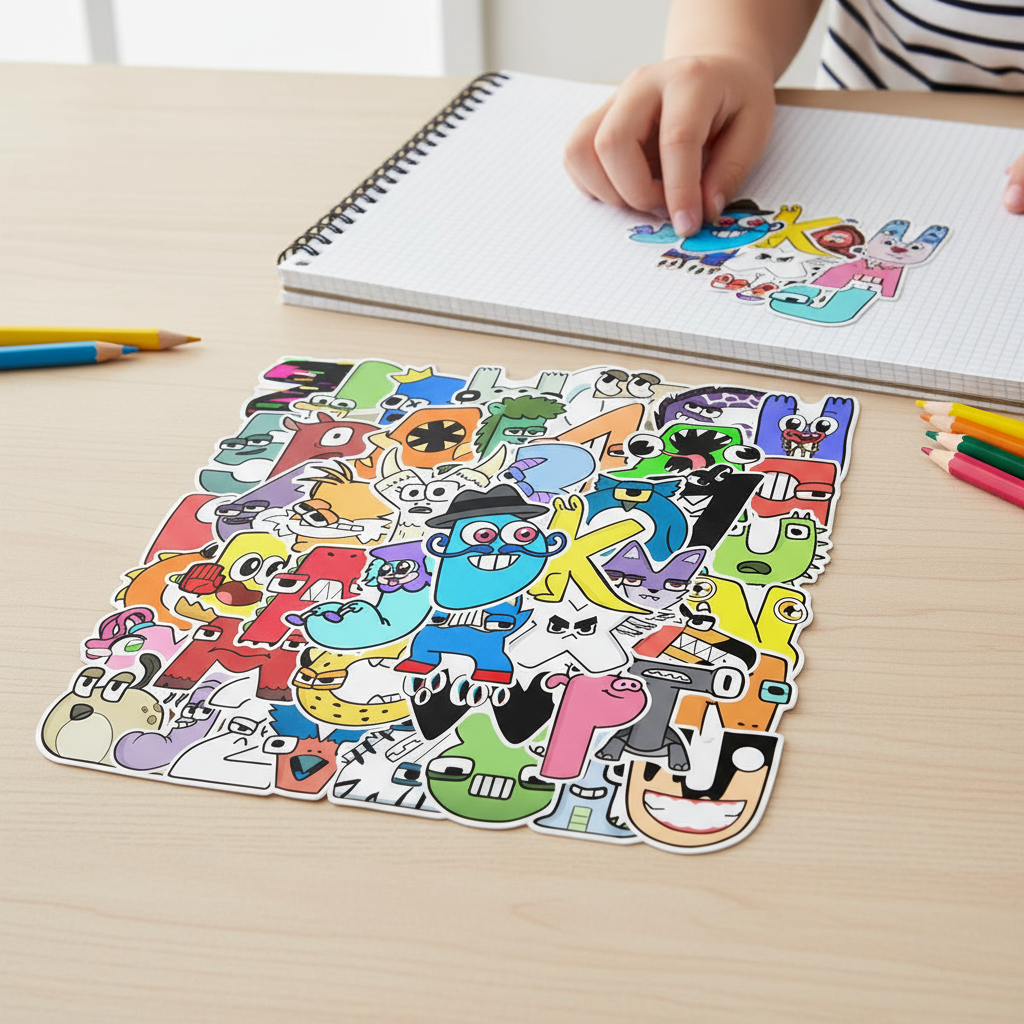 50 miếng dán graffiti Alphabet Lore - Decal chống nước cho laptop, mũ bảo hiểm, bàn làm việc, cốc nư