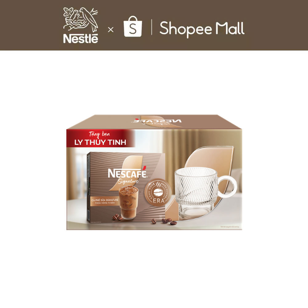 [GRO - Quà tặng không bán] Cà phê sữa NESCAFÉ Signature kèm ly quà tặng NESCAFE