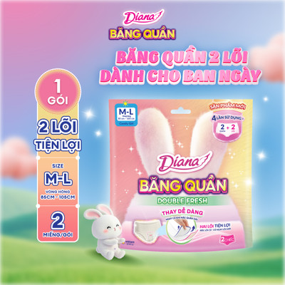 [MỚI] Băng Quần 2 lõi Diana Double Fresh size M-L/L-XL 2 miếng/gói