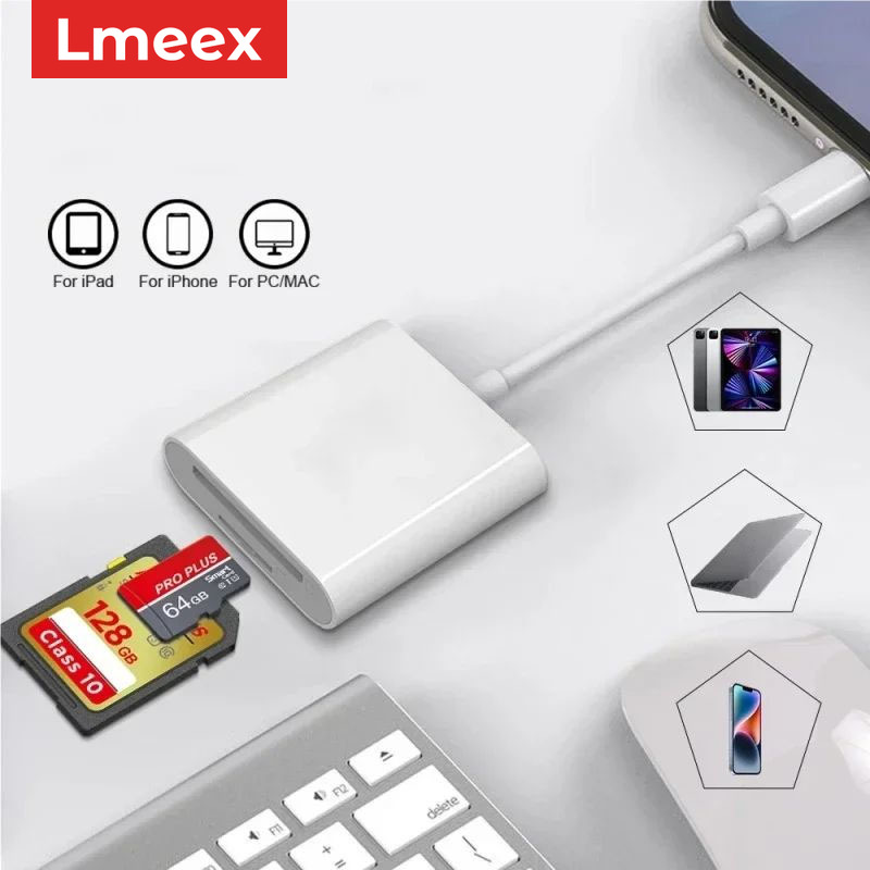 Đầu đọc thẻ TF 2 trong 1, tương thích với USB-C và Lighting cho Phone 16 15 14 13, phụ kiện điện tho