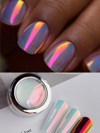  Bột nghệ thuật móng đổi màu hồng Neon Aurora, Tự làm sơn móng phát sáng trong bóng tối, Hiệu ứng nhiệt đổi màu kỳ diệu, Raya 2026 Hari Raya Choice Official Mùa xuân tái tạo 0,3G/cái