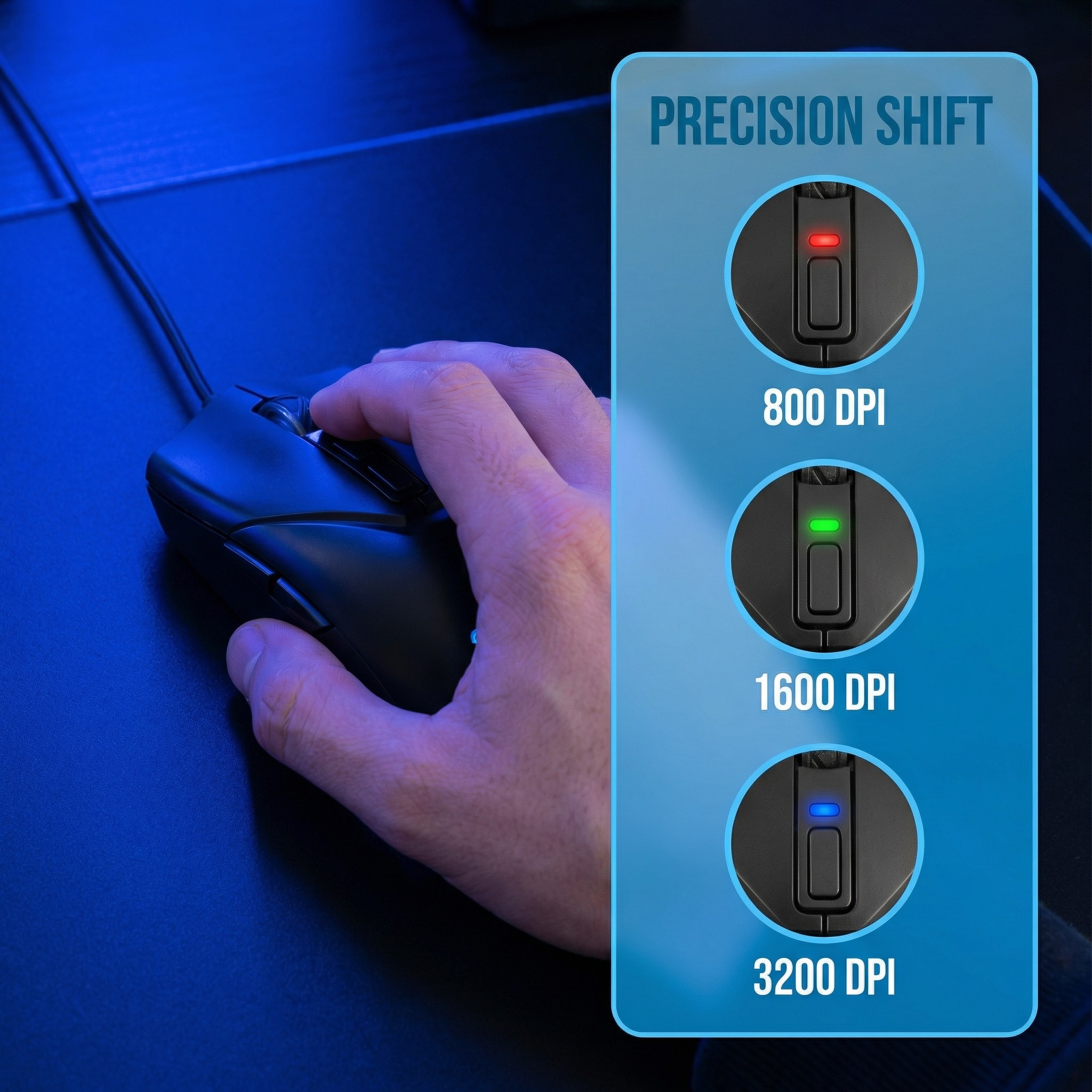 Chuột chơi game quang có dây 7D với đèn thở cầu vồng, DPI có thể điều chỉnh 3600, tuổi thọ 3 triệu l