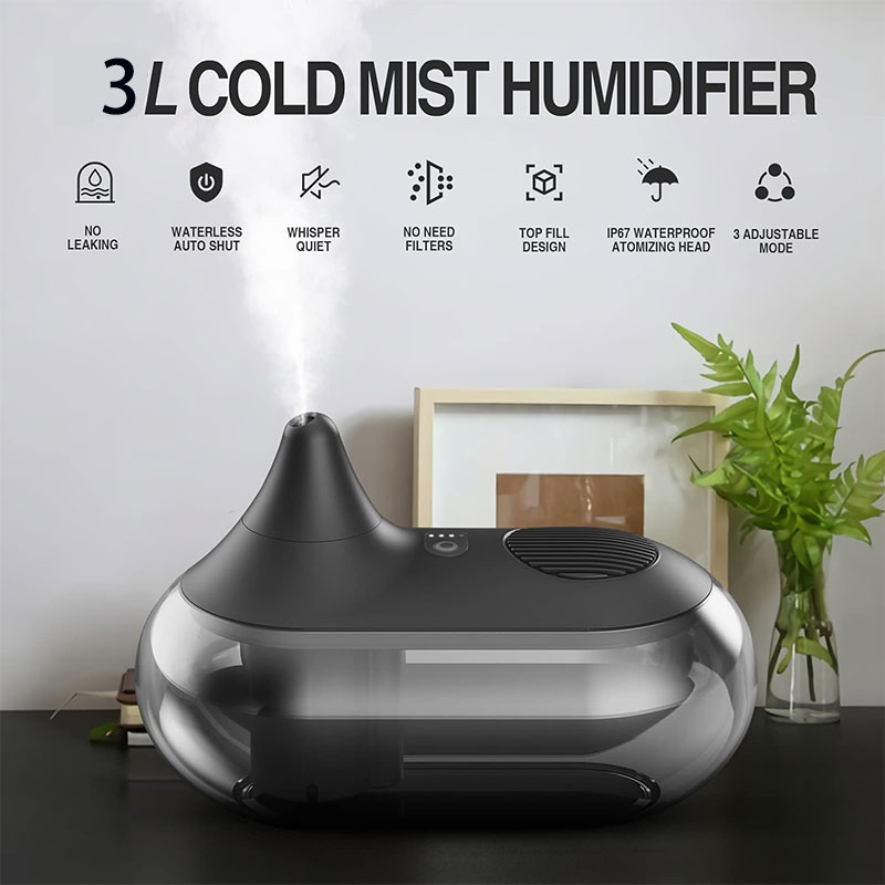  Máy tạo ẩm dung tích lớn, Máy tạo ẩm siêu âm phun sương lạnh yên tĩnh có đèn ngủ, tự động tắt cho gia đình và văn phòng
