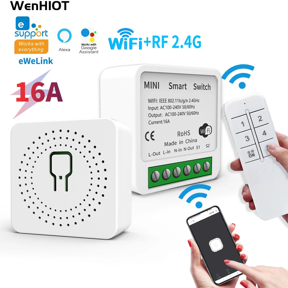 Công tắc thông minh mini wifi 16A eWeLink Công tắc thông minh RF 2.4G Công tắc không dây - hoạt động