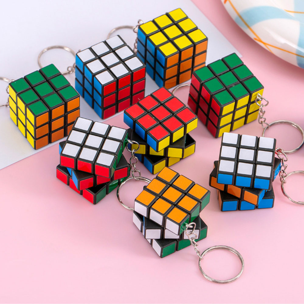 12/24 Cái 3x3 Móc khóa Rubik Mini Dễ Thương - Mặt Dây Chuyền Rubik Ba Tốc Độ