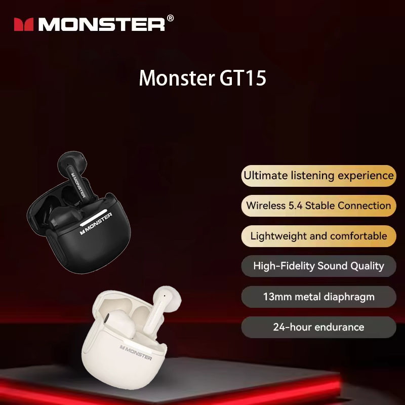 Tai nghe Monster GT15 Tai nghe Tai nghe Bluetooth không dây ANC HiFi Stereo ENC Chơi game cho thể th