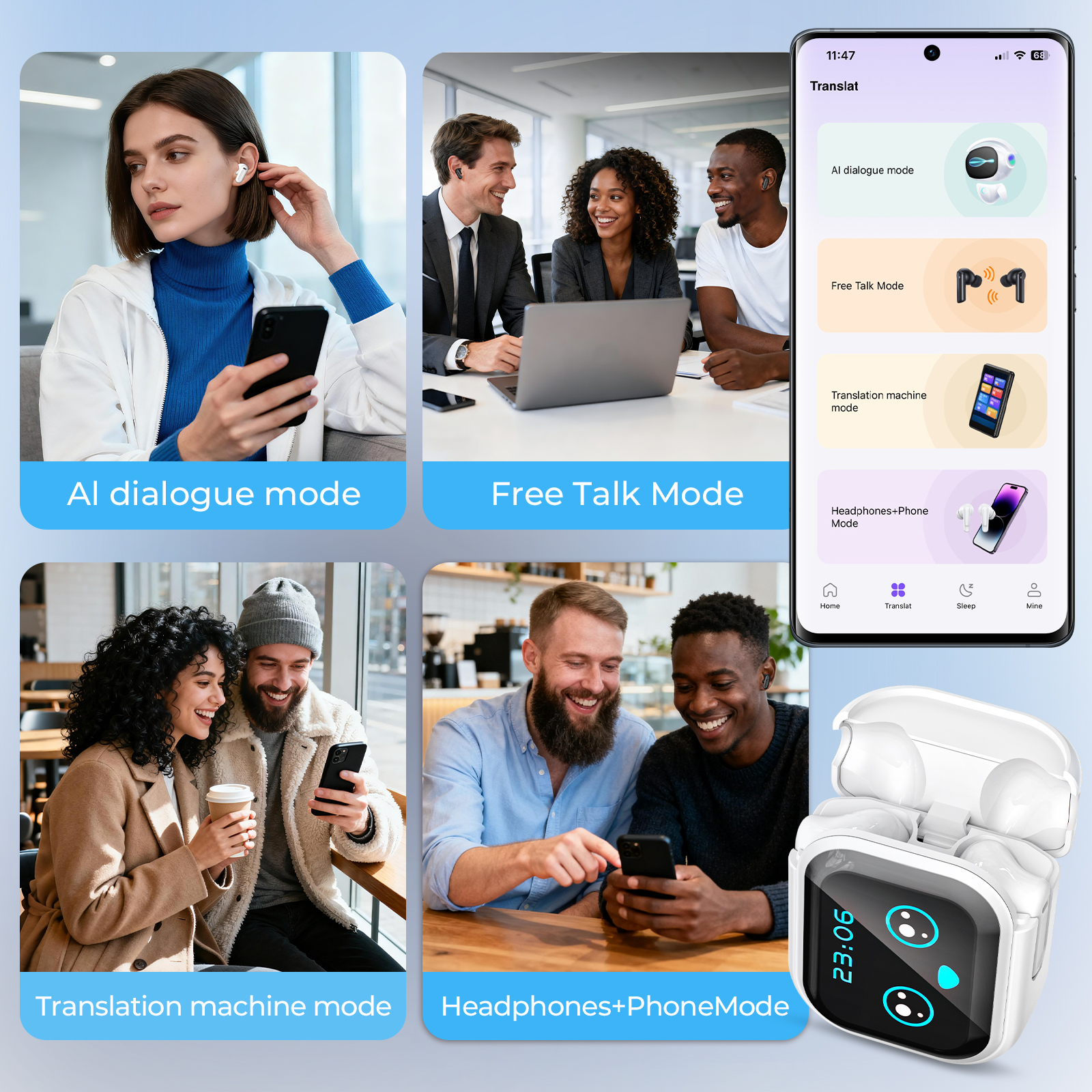 Tai nghe HTC NE20 Tai nghe Bluetooth 6.0 AI Dịch trực tiếp Màn hình LED thông minh HIFI Chất lượng âm thanh Công nghệ khử tiếng ồn Tai nghe | BigBuy360 - bigbuy360.vn