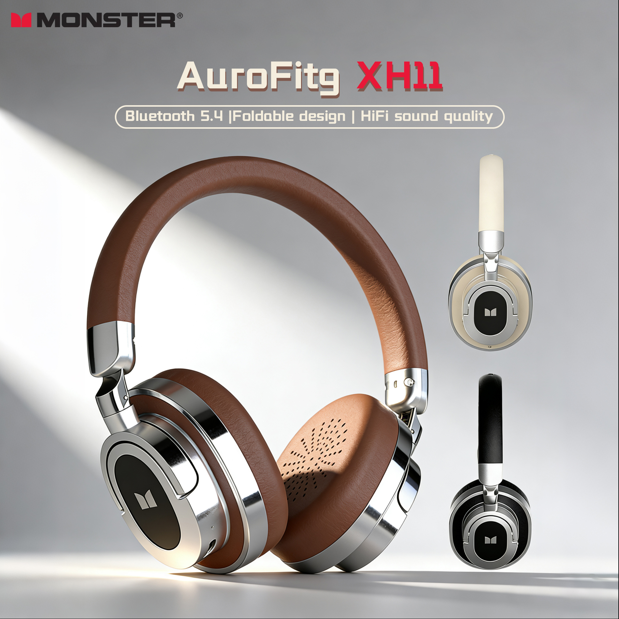 Monster XH11 Tai Nghe Không Dây Bluetooth Có Thể Gập Lại Mạnh Bass 35 Mm Cáp Âm Thanh Protein Da Tai
