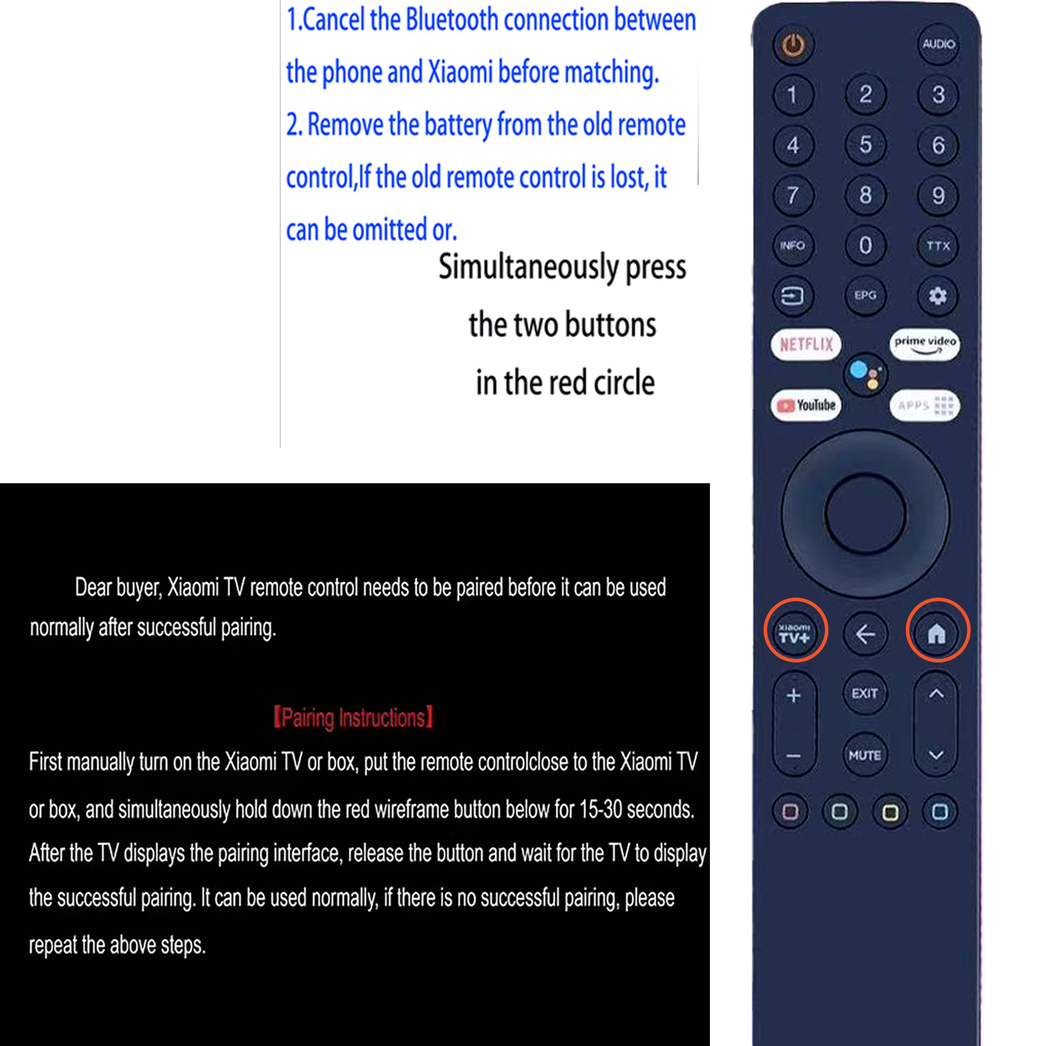 Điều khiển từ xa cho TV XiaoMi có chức năng giọng nói, tương thích với các mẫu L32M8-P2SEA, L43M8-P2