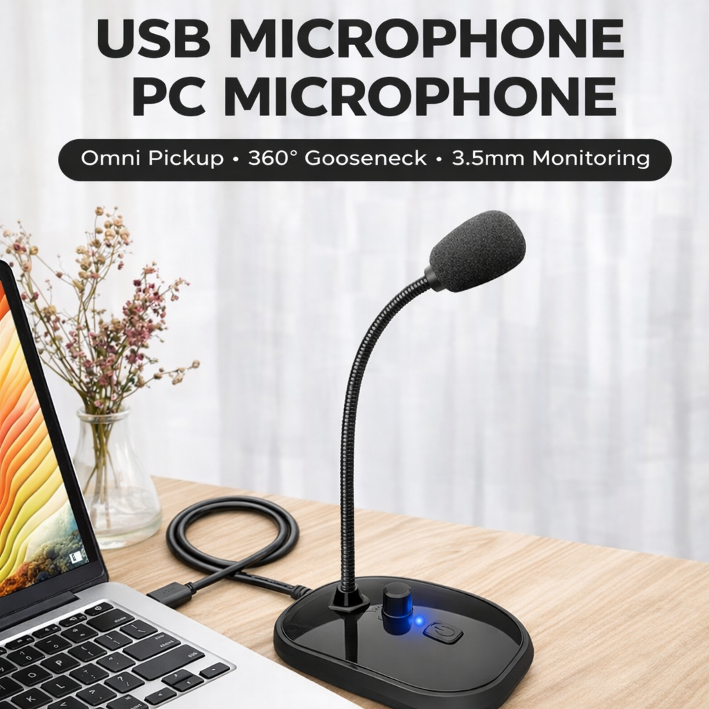Micrô USB chơi game PC Mic 360° Cổ ngỗng có giám sát thời gian thực cho game thủ