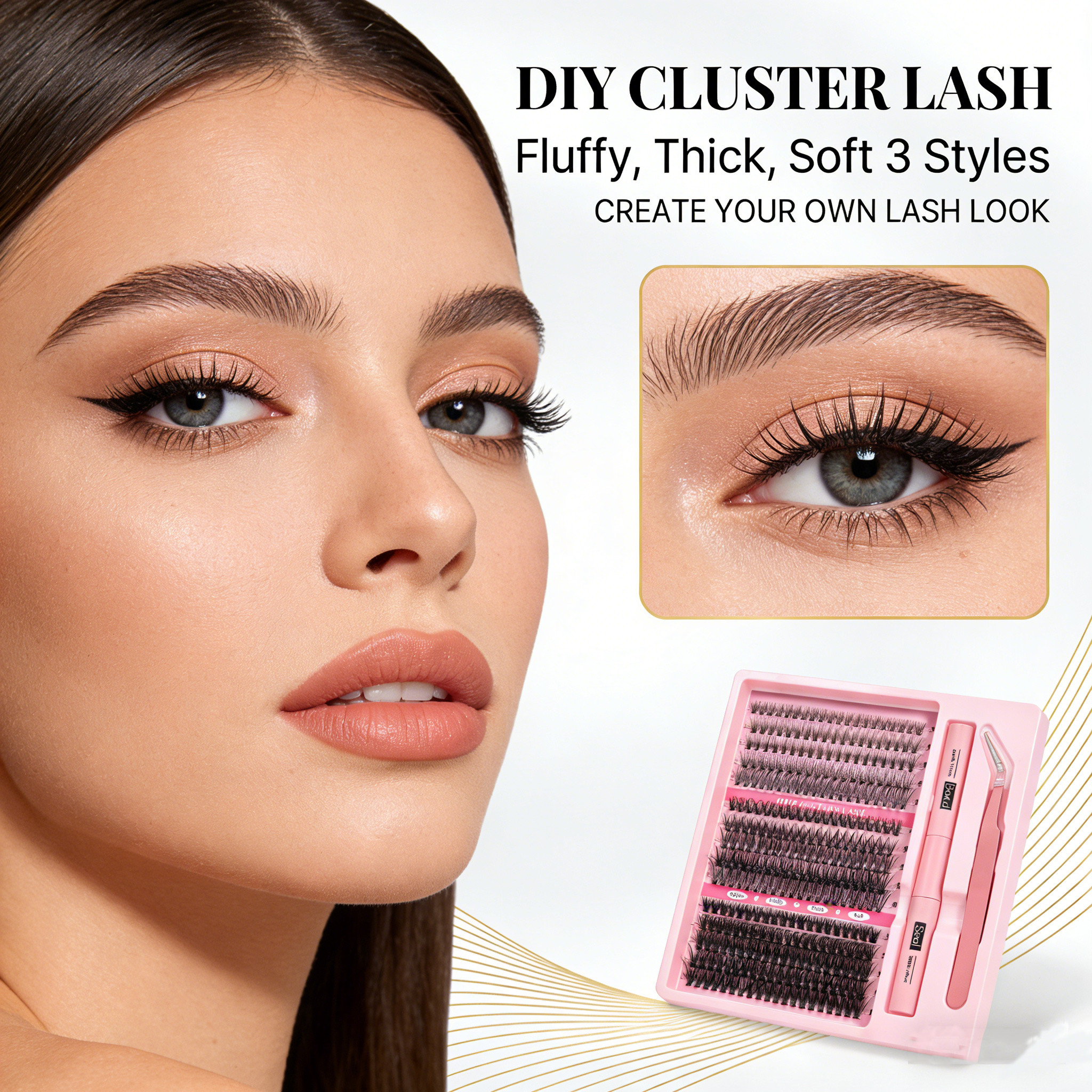 Cụm lông mi D Curled Extension Dense Full Single Group 3D DIY Makeup