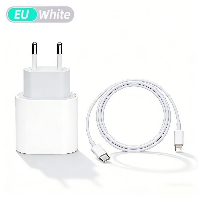 Bộ sạc tường USB-C PD 20W cho Phone 14 13 12 11 Pro Max X XS 7 8 Plus kèm cáp sạc 1m