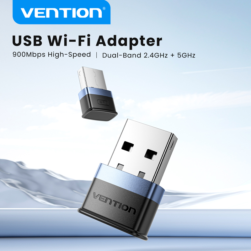 Bộ chuyển đổi USB WiFi 6 hai băng tần Vention AX900M, phiên bản không cần trình điều khiển, 5GHz 600