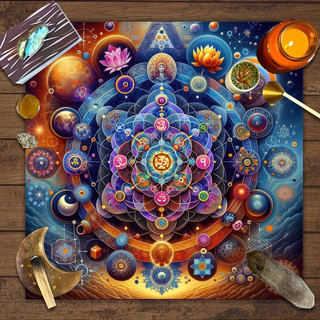 1 Vải Altar Mandala đầy màu sắc: Nghệ thuật tâm linh cho không gian thiêng liêng