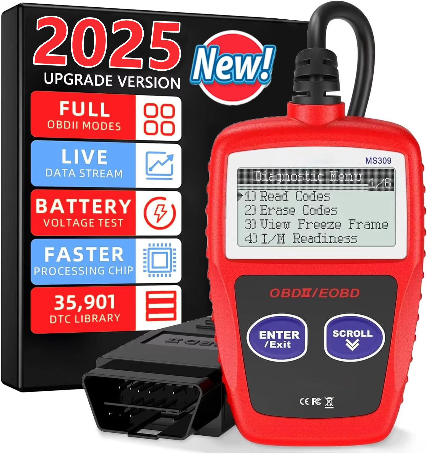 MS309 Đầu đọc mã đa ngôn ngữ OBD2 CAN kiểm tra đèn động cơ