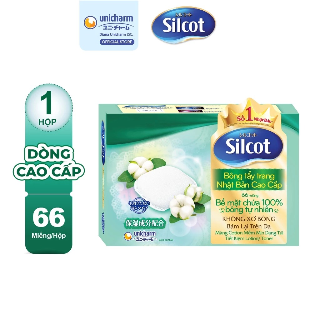 Bông trang điểm (bông tẩy trang) cao cấp thương hiệu Silcot Premium 66 miếng/hộp