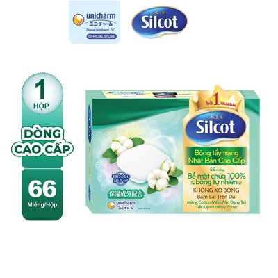 [HB Gift] Bông trang điểm (bông tẩy trang) cao cấp thương hiệu Silcot Premium 66 miếng/hộp