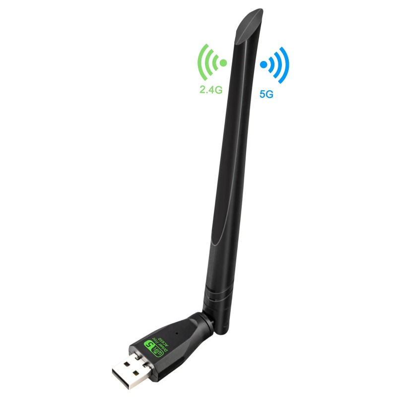 Bộ chuyển đổi WiFi USB hai băng tần AC650 650Mbps cho Windows Mac Linux PC