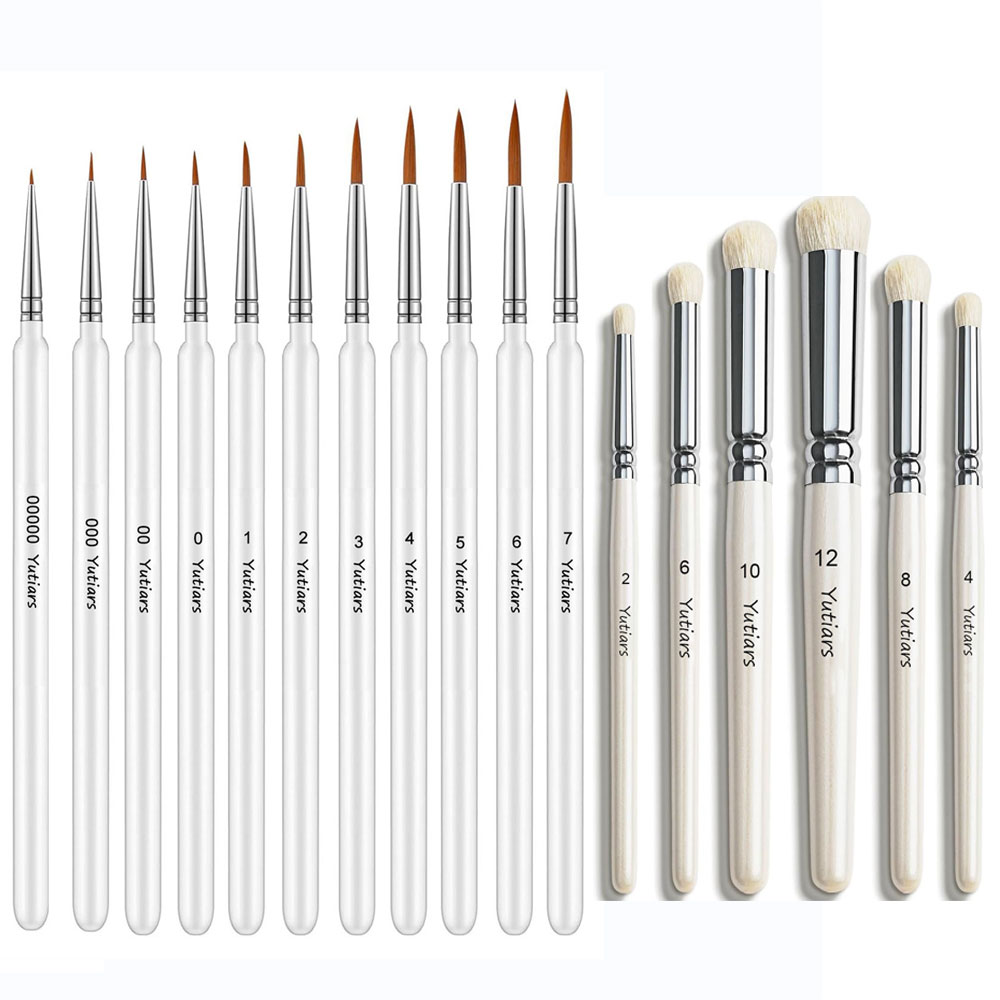 Thu Nhỏ Chi Tiết Cọ Sơn 17 / 11 / 3 Bộ Bàn Chải Khô Tay Cầm Gỗ Cho Acrylic Màu Nước Citadel Vallejo 