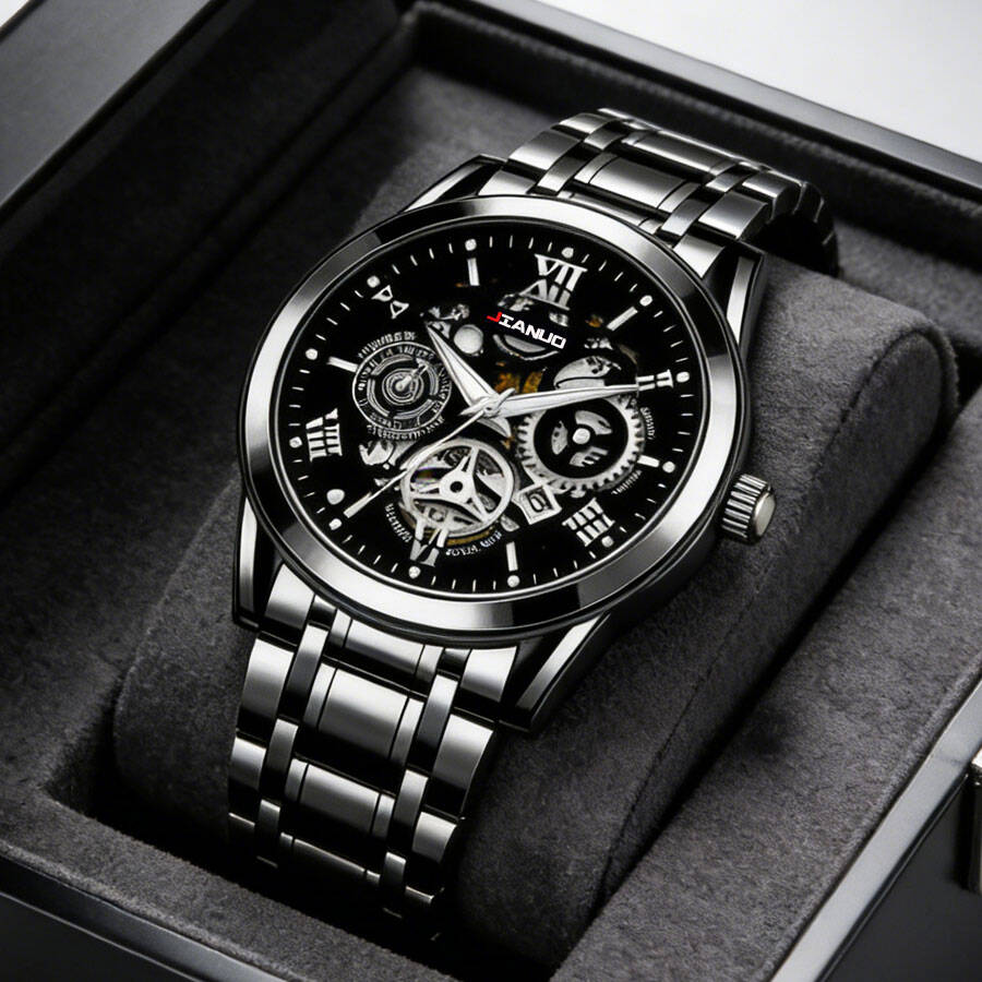 Đồng hồ đeo tay thạch anh doanh nhân sang trọng dành cho nam, Đồng hồ đeo tay có dây đeo bằng thép không gỉ cho quà tặng ngày lễ