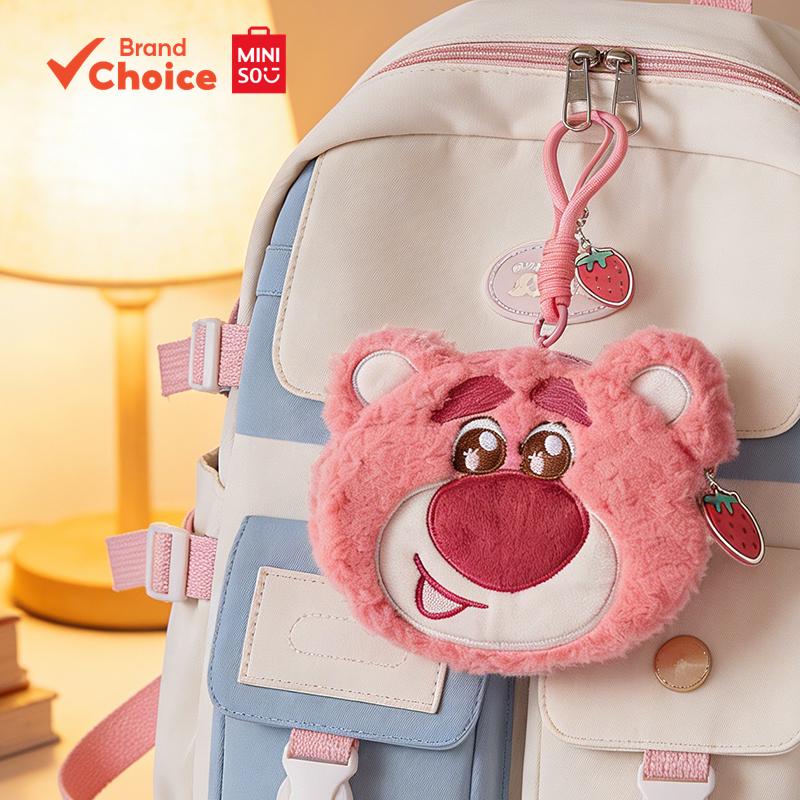 MINISO  Mùa Fluffy của Disney - Ví đựng tiền xu Lotso mềm mại, nhỏ gọn 15cm × 15cm