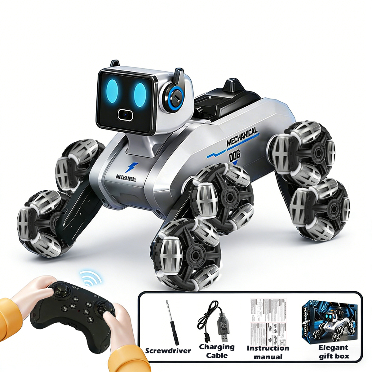 Ánh Sáng Âm Nhạc Điều Khiển Từ Xa Robot Chó, Stikbot Eilik AI Robot Đồ Chơi Quà Tặng Cho Trẻ Em Bé T