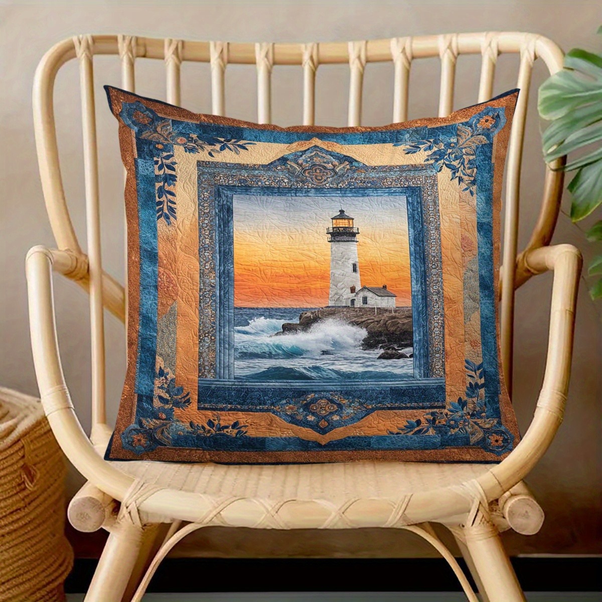 Vỏ gối One piece Lighthouse Ocean Sunset Pattern Gối