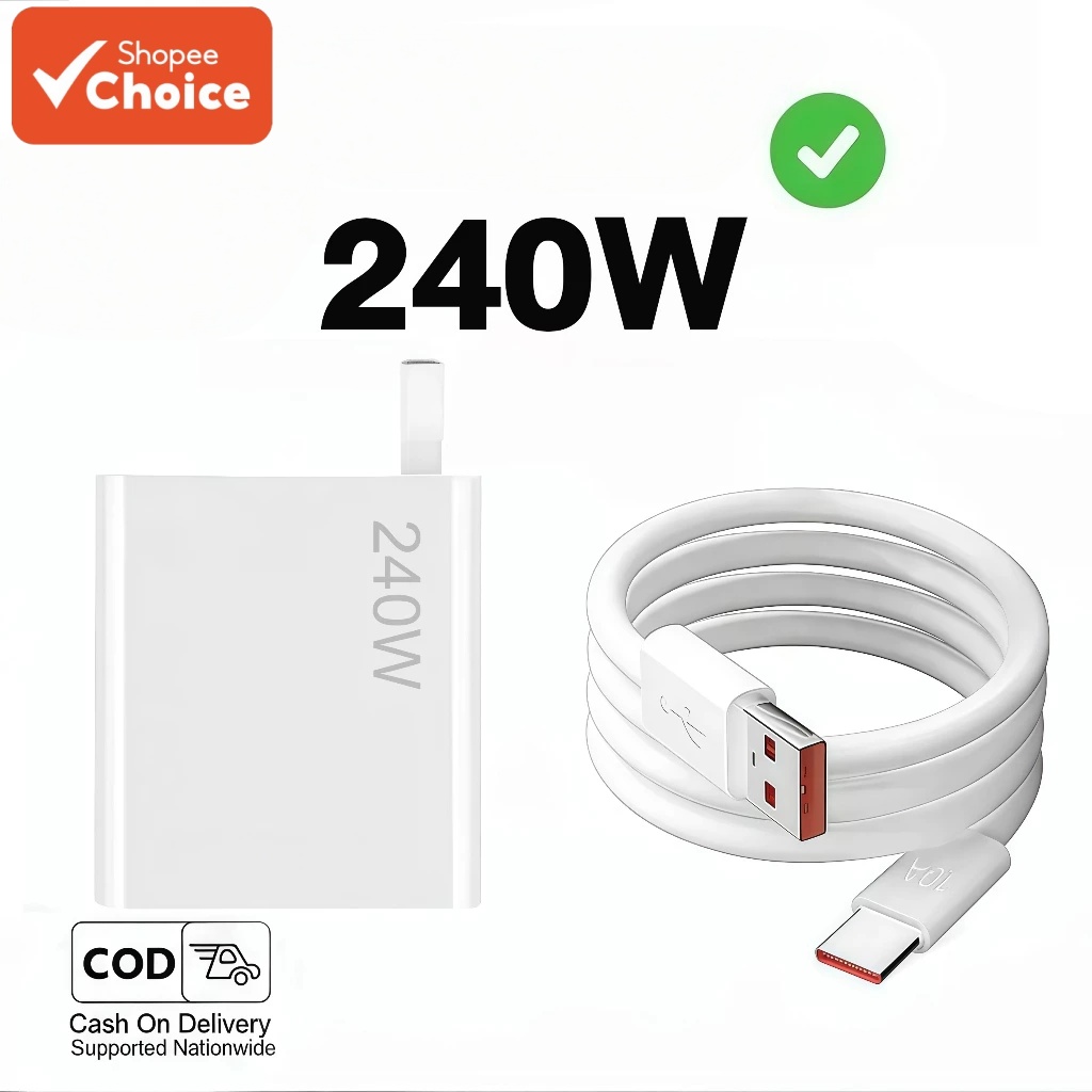 Bộ sạc nhanh siêu Flash 240W Đầu sạc với cáp 6A Type-C cho điện thoại thông minh