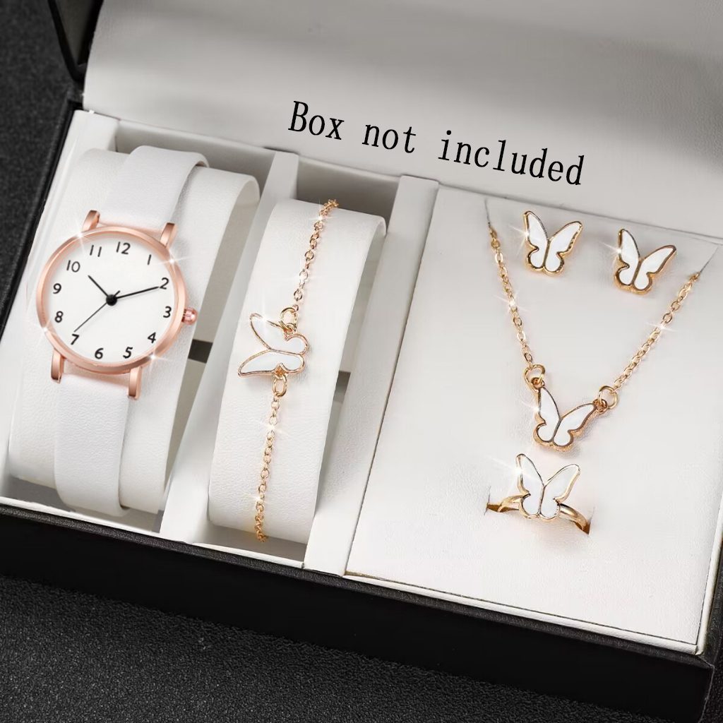 Bộ Trang Sức Nữ Tối Giản Số La Mã Đồng Hồ Vòng Tay Vòng Cổ Bông Tai Nhẫn