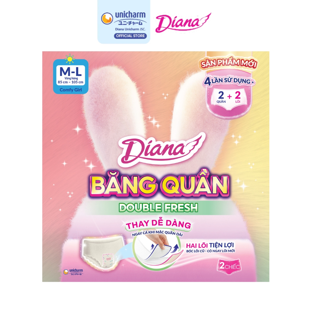 Băng Quần Diana Double Fresh size M-L/L-XL 2 miếng/gói