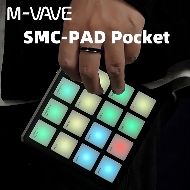 Bộ điều khiển MIDI không dây M-VAVE SMC-PAD, 16 đệm RGB, giao diện Bluetooth USB-C, di động, chạy pi