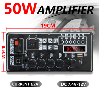 Bảng khuếch đại âm thanh nổi 2 kênh 25W Bluetooth kèm vỏ kim loại, màn hình, điện áp 7.4-12V, phù hợp hệ thống âm thanh ô tô DIY