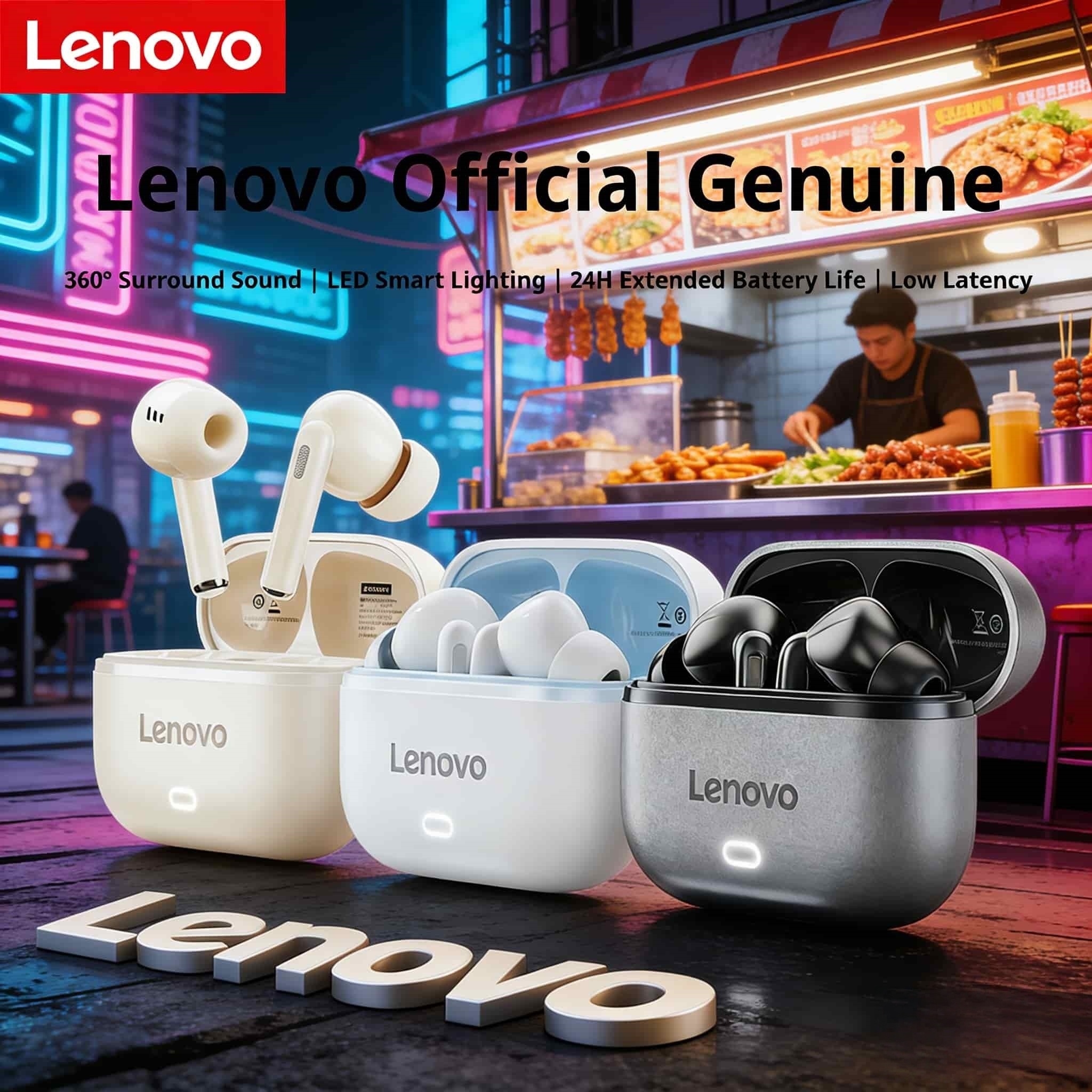 Tai nghe Lenovo EA269 TWS Gaming khử tiếng ồn ANC Bluetooth 5.4 Độ trễ siêu thấp Hi-Fi Bass sâu cho 